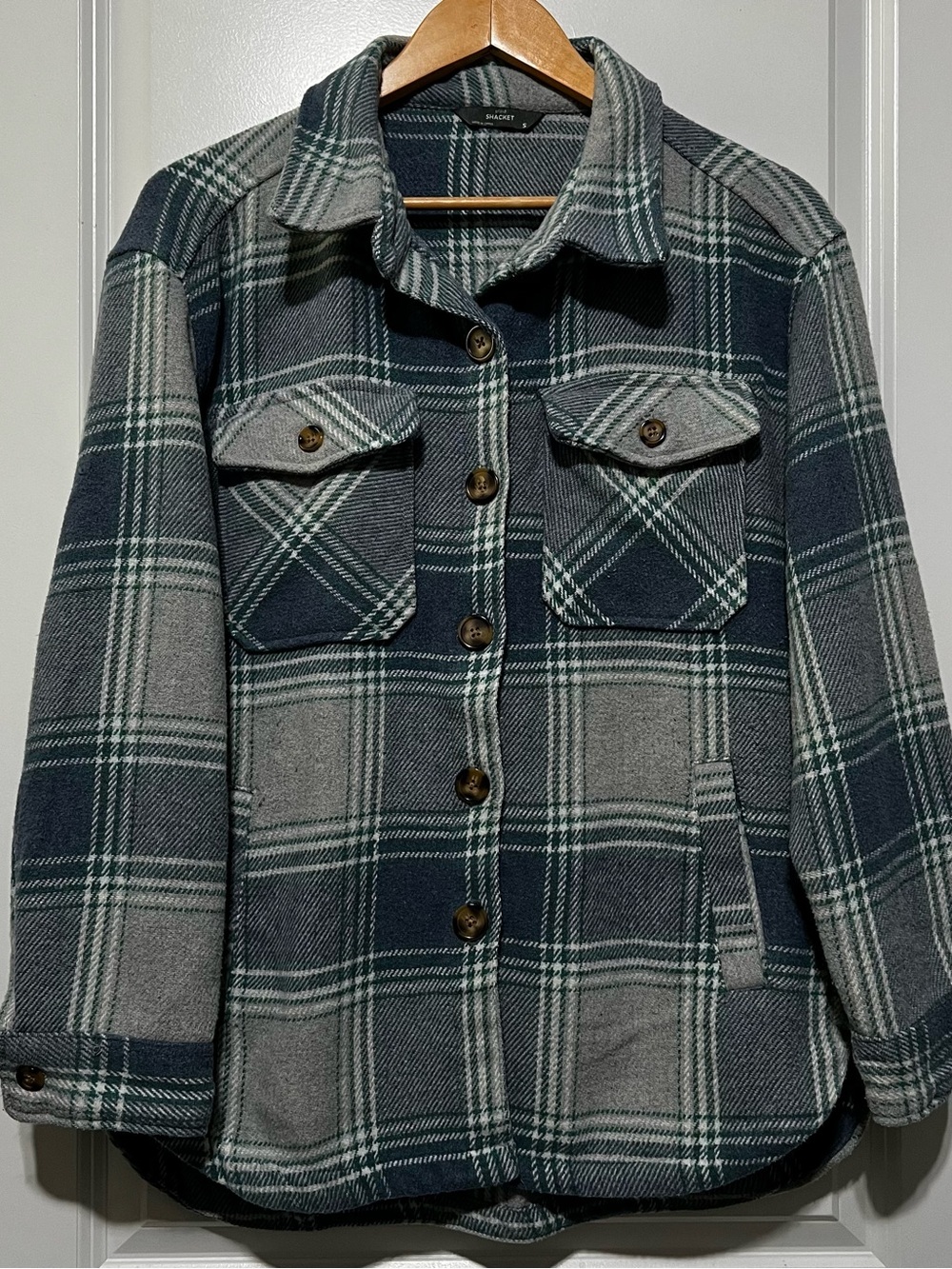 Member’s Mark Women’s Plaid Shacket in Blue/Gray